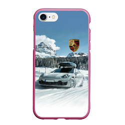 Чехол iPhone 7/8 матовый Porsche on a mountain winter road