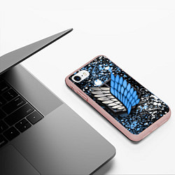 Чехол iPhone 7/8 матовый Attack on Titan splashes of paint, цвет: 3D-светло-розовый — фото 2