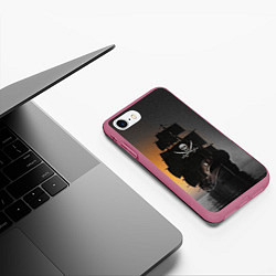 Чехол iPhone 7/8 матовый Пиратский фрегат, цвет: 3D-малиновый — фото 2