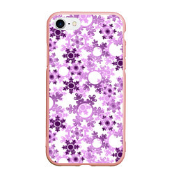 Чехол iPhone 7/8 матовый Розовые снежинки на белом фоне Новогодний декор, цвет: 3D-светло-розовый