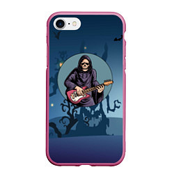 Чехол iPhone 7/8 матовый Смерть играет на гитаре, цвет: 3D-малиновый