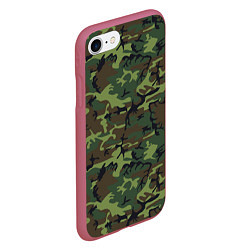 Чехол iPhone 7/8 матовый Камуфляж лес - мелкий, цвет: 3D-малиновый — фото 2