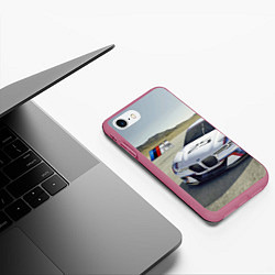 Чехол iPhone 7/8 матовый Спортивная бэха на гоночной трассе, цвет: 3D-малиновый — фото 2