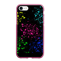 Чехол iPhone 7/8 матовый Брызги неоновых красок, цвет: 3D-малиновый