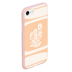 Чехол iPhone 7/8 матовый Цветы на кремовом фоне, цвет: 3D-светло-розовый — фото 2