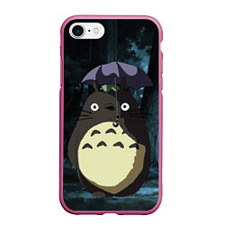 Чехол iPhone 7/8 матовый Totoro in rain forest, цвет: 3D-малиновый