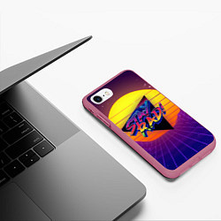 Чехол iPhone 7/8 матовый Retro wave sun, цвет: 3D-малиновый — фото 2