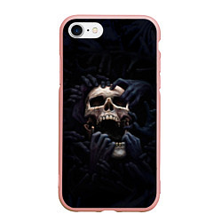 Чехол iPhone 7/8 матовый Hands on skull, цвет: 3D-светло-розовый