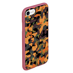 Чехол iPhone 7/8 матовый Камуфляж осенний лес, цвет: 3D-малиновый — фото 2