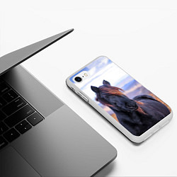 Чехол iPhone 7/8 матовый Черный конь, цвет: 3D-белый — фото 2