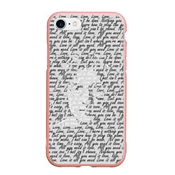 Чехол iPhone 7/8 матовый Джон Леннон, портрет и слова песни, цвет: 3D-светло-розовый