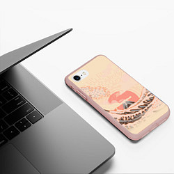 Чехол iPhone 7/8 матовый Бурные океанские волны на восходе солнца, цвет: 3D-светло-розовый — фото 2