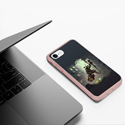 Чехол iPhone 7/8 матовый Енот на ракете, цвет: 3D-светло-розовый — фото 2