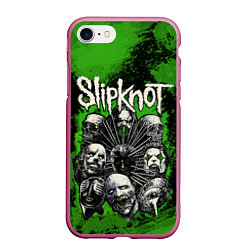 Чехол iPhone 7/8 матовый Slipknot green abstract, цвет: 3D-малиновый