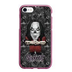 Чехол iPhone 7/8 матовый Slipknot серый абстрактный фон, цвет: 3D-малиновый