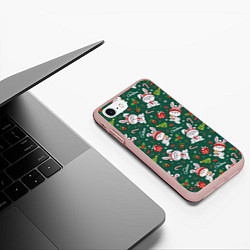 Чехол iPhone 7/8 матовый Merry Christmas Rabbit 2023, цвет: 3D-светло-розовый — фото 2