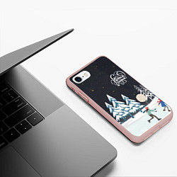 Чехол iPhone 7/8 матовый Новогодняя ночь, цвет: 3D-светло-розовый — фото 2
