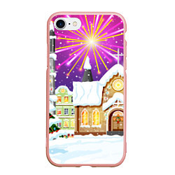 Чехол iPhone 7/8 матовый Новогодний салют, цвет: 3D-светло-розовый