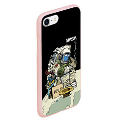 Чехол iPhone 7/8 матовый NASA - Help! Astronaut - Joke, цвет: 3D-светло-розовый — фото 2