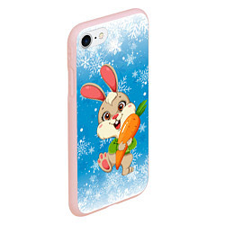 Чехол iPhone 7/8 матовый Зайчик с морковкой 2023, цвет: 3D-светло-розовый — фото 2