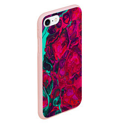 Чехол iPhone 7/8 матовый Зелено-малиновые разводы, цвет: 3D-светло-розовый — фото 2
