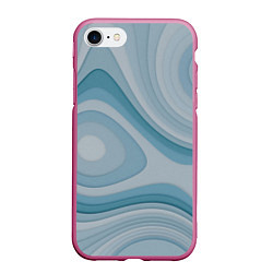 Чехол iPhone 7/8 матовый Волнообразные синие текстуры, цвет: 3D-малиновый