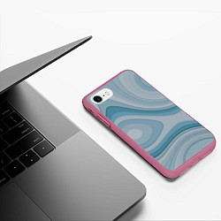 Чехол iPhone 7/8 матовый Волнообразные синие текстуры, цвет: 3D-малиновый — фото 2