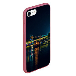 Чехол iPhone 7/8 матовый Неоновый ночной город, цвет: 3D-малиновый — фото 2