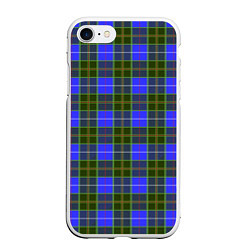 Чехол iPhone 7/8 матовый Ткань Шотландка сине-зелёная, цвет: 3D-белый