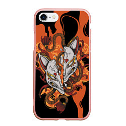 Чехол iPhone 7/8 матовый Огненная маска кицунэ, цвет: 3D-светло-розовый