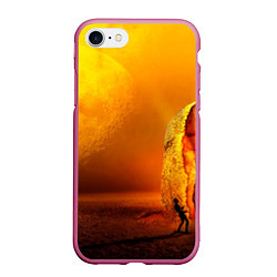 Чехол iPhone 7/8 матовый Оранжевый космос и луна