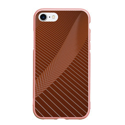 Чехол iPhone 7/8 матовый Абстрактные белые линии на коричневом паттерне, цвет: 3D-светло-розовый