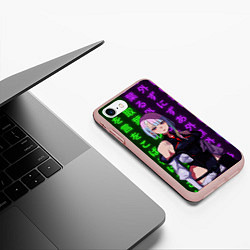 Чехол iPhone 7/8 матовый Люси и неоновые иероглифы, цвет: 3D-светло-розовый — фото 2