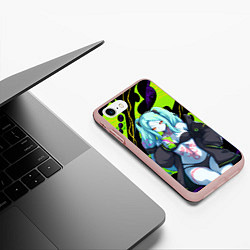Чехол iPhone 7/8 матовый Ребекка - органический зеленый, цвет: 3D-светло-розовый — фото 2