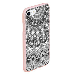 Чехол iPhone 7/8 матовый Серый ажурный калейдоскоп мандала, цвет: 3D-светло-розовый — фото 2