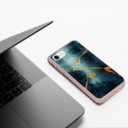 Чехол iPhone 7/8 матовый Синий мрачный туман и оранжевые краски, цвет: 3D-светло-розовый — фото 2