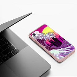 Чехол iPhone 7/8 матовый Ретровейв волна, цвет: 3D-светло-розовый — фото 2