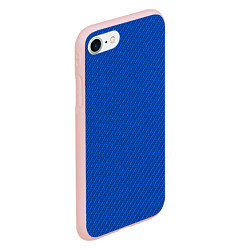 Чехол iPhone 7/8 матовый Плетёная синяя ткань - паттерн, цвет: 3D-светло-розовый — фото 2