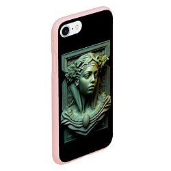 Чехол iPhone 7/8 матовый Нейросеть - барельеф античной девушки, цвет: 3D-светло-розовый — фото 2