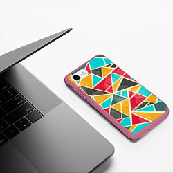 Чехол iPhone 7/8 матовый Хаос из геометрических фигур, цвет: 3D-малиновый — фото 2