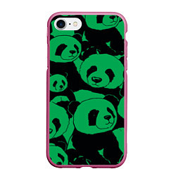 Чехол iPhone 7/8 матовый Panda green pattern, цвет: 3D-малиновый