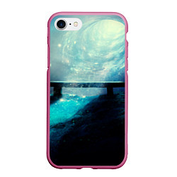 Чехол iPhone 7/8 матовый Космические звёзды, небо и скамья, цвет: 3D-малиновый