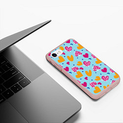 Чехол iPhone 7/8 матовый Сердце в горошек, цвет: 3D-светло-розовый — фото 2