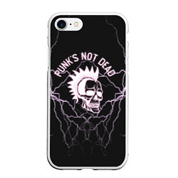 Чехол iPhone 7/8 матовый Punks not dead череп и молнии, цвет: 3D-белый
