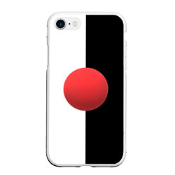 Чехол iPhone 7/8 матовый Красный шар на черно-белом фоне с объемным эффекто, цвет: 3D-белый