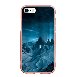 Чехол iPhone 7/8 матовый Снежные горные вершины, цвет: 3D-светло-розовый