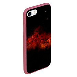 Чехол iPhone 7/8 матовый Абстрактные взрывы в космосе и красные звёзды, цвет: 3D-малиновый — фото 2