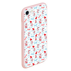 Чехол iPhone 7/8 матовый Снеговики - hello, цвет: 3D-светло-розовый — фото 2