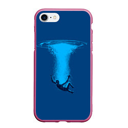 Чехол iPhone 7/8 матовый Человек упавший в океан, цвет: 3D-малиновый