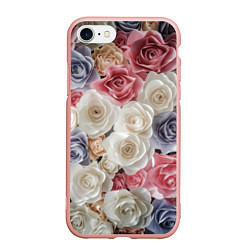 Чехол iPhone 7/8 матовый Цветы роз, цвет: 3D-светло-розовый
